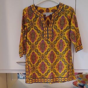 Gretchen Scott Designs Yellow Orange Graphic Tunic